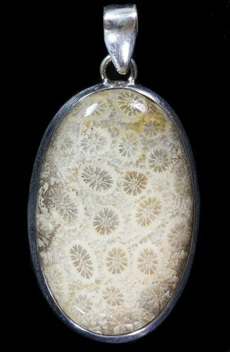 Million Year Old Fossil Coral Pendant - Sterling Silver #49571